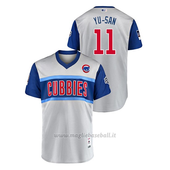 Maglia Baseball Uomo Chicago Cubs 11 Yu Darvish 2019 Little League Classic Yu San Replica Grigio